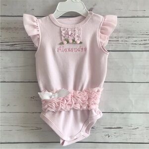 Stephan Baby Personalized “Alexandra” Embroidered Snapshirt 12 M Pink Tutu NWT
